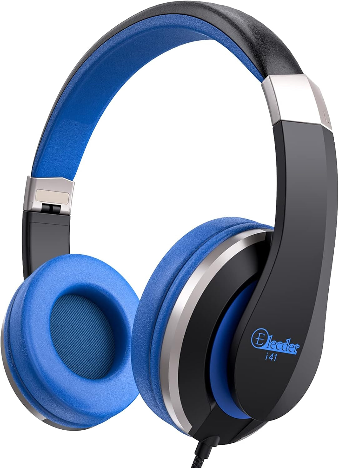 Kids Headphones I41 Headphones for Kids Children Girls Boys Teens Foldable Adjustable on Ear Headphones with 3.5Mm Jack for Cellphones Computer Kindle School Black&Blue