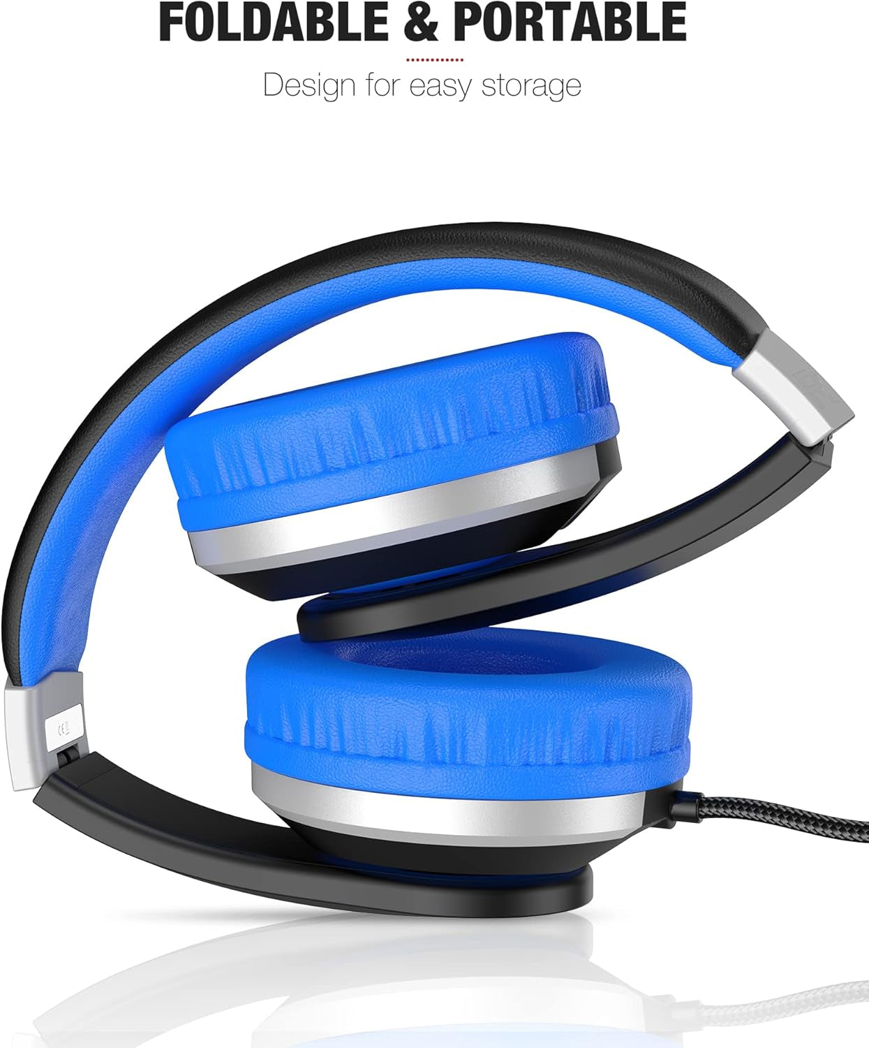 Kids Headphones I41 Headphones for Kids Children Girls Boys Teens Foldable Adjustable on Ear Headphones with 3.5Mm Jack for Cellphones Computer Kindle School Black&Blue