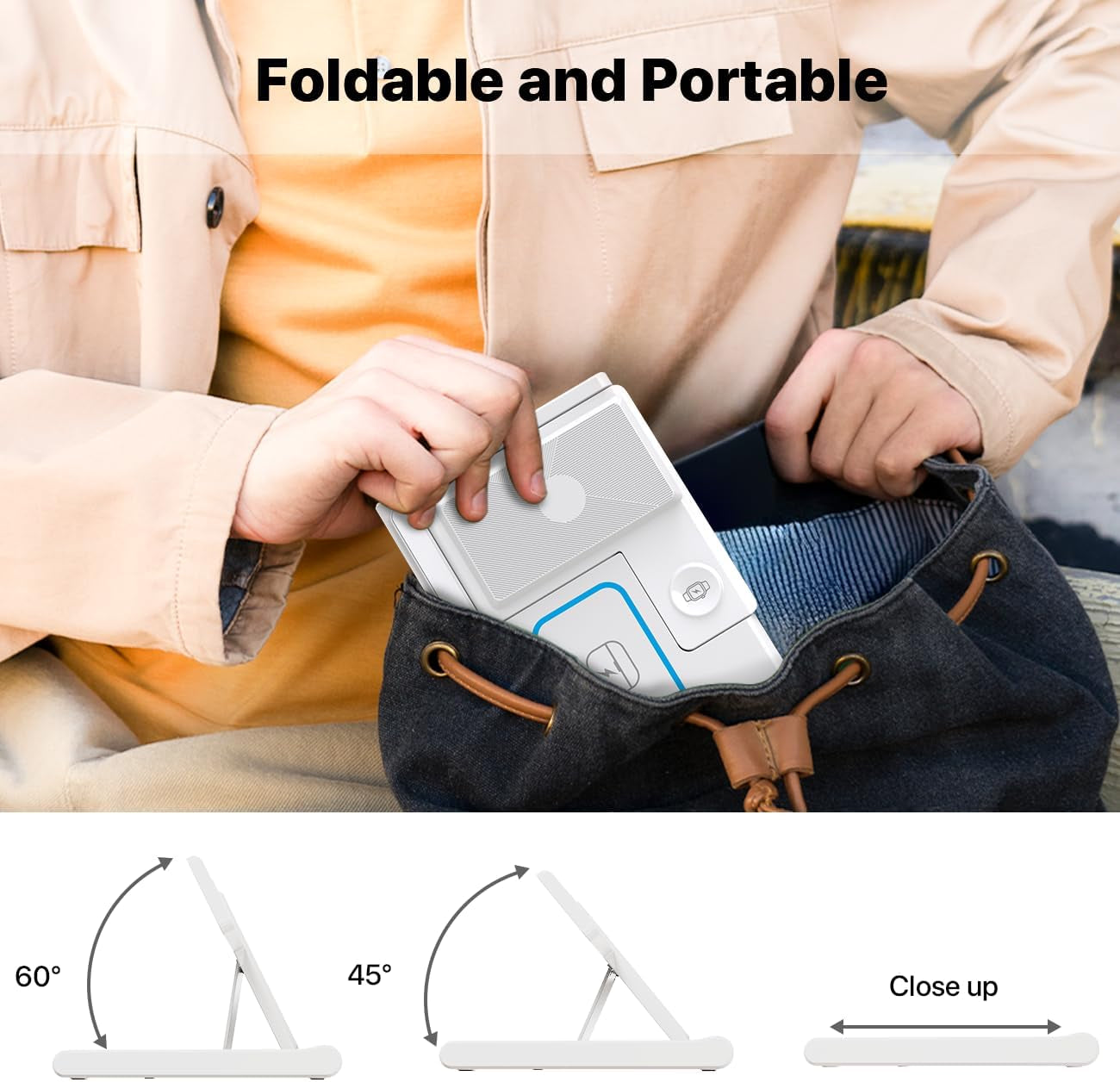 Foldable Induction Charger, 3 in 1 Wireless Charger Compatible with Iphone 13 12 11 Pro Max/Xr/Xs Max/X/8 Plus, Fast Qi Charging Station Compatible with Apple Watch Series White