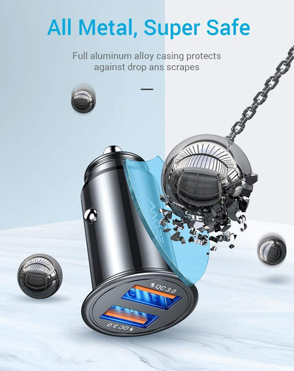 Super Fast Car Charger USB Fast Charge for Iphone 16E 16 15 14 13 12 11Pro X 8 Samsung S25 S24 S23 S22  Android Car Charger Adapter 45W All Metal Lighter USB 17X Quick Charge