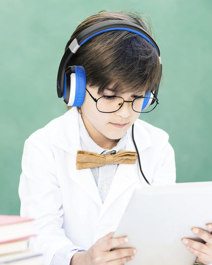 Kids Headphones I41 Headphones for Kids Children Girls Boys Teens Foldable Adjustable on Ear Headphones with 3.5Mm Jack for Cellphones Computer Kindle School Black&Blue